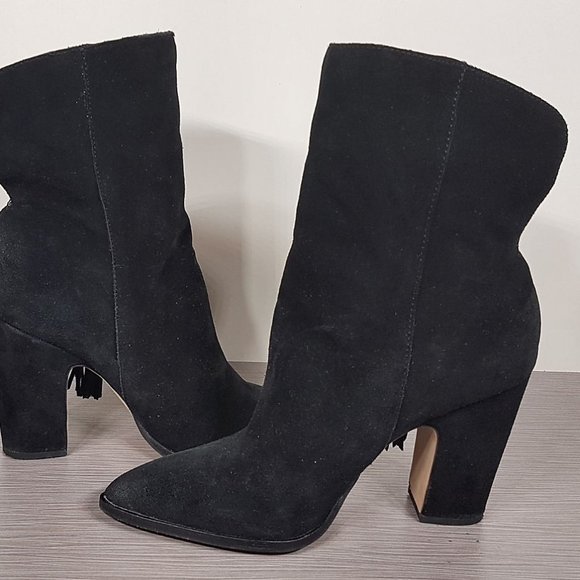 Dolce Vita Ileen Suede Fringe Boots Black Womens Size 10 - Picture 6 of 10